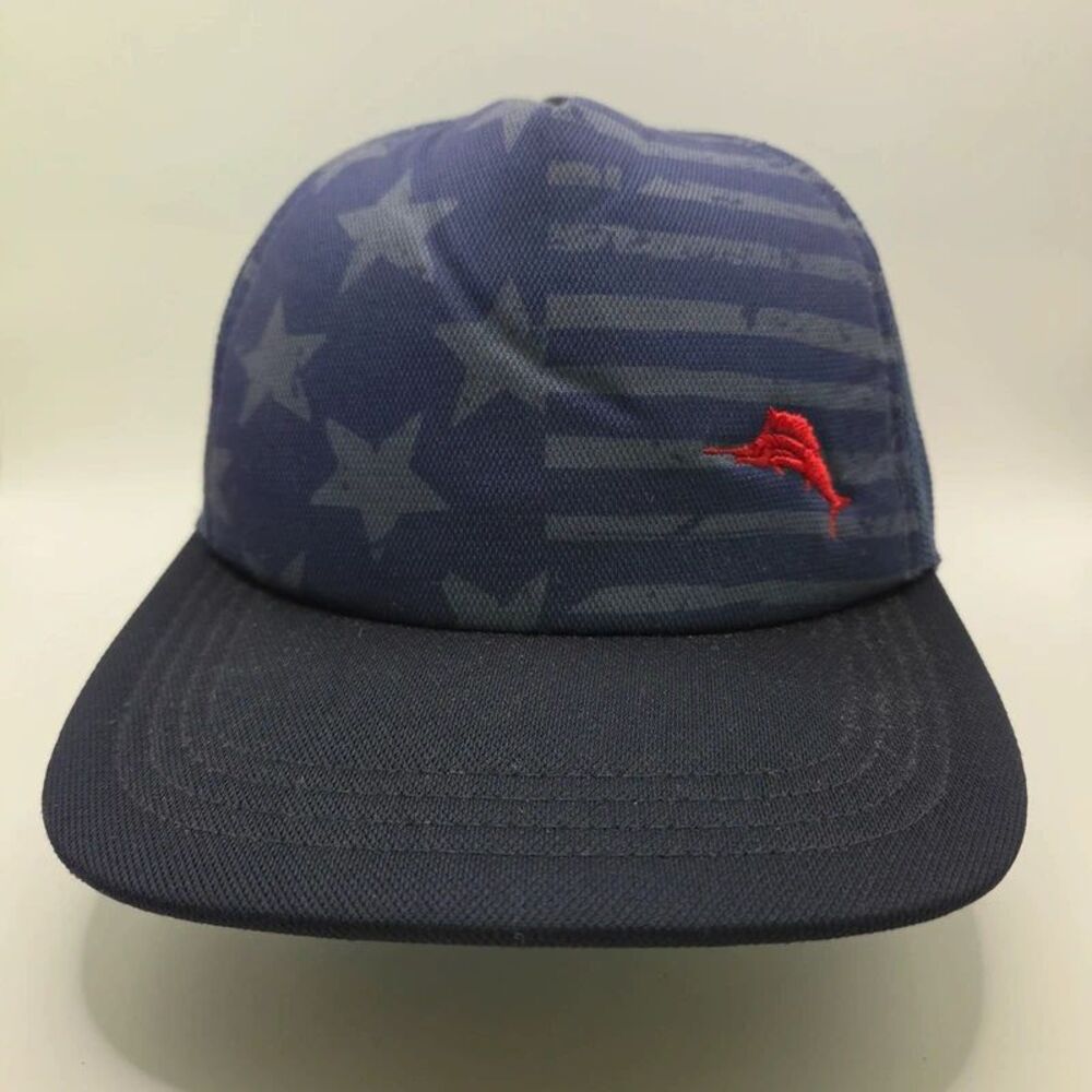 Tommy Bahama Kids Stars Stripes Flag Trucker Hat Mesh Snapback S/M Marlin Red